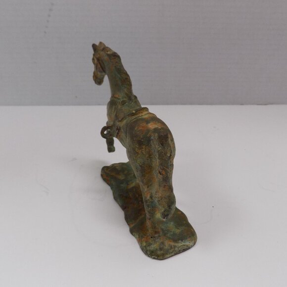 VTG CAST IRON HORSE SCULPTURE STATUE FIGURINE on Base 5x5 Solid Heavy - Picture 6 of 7